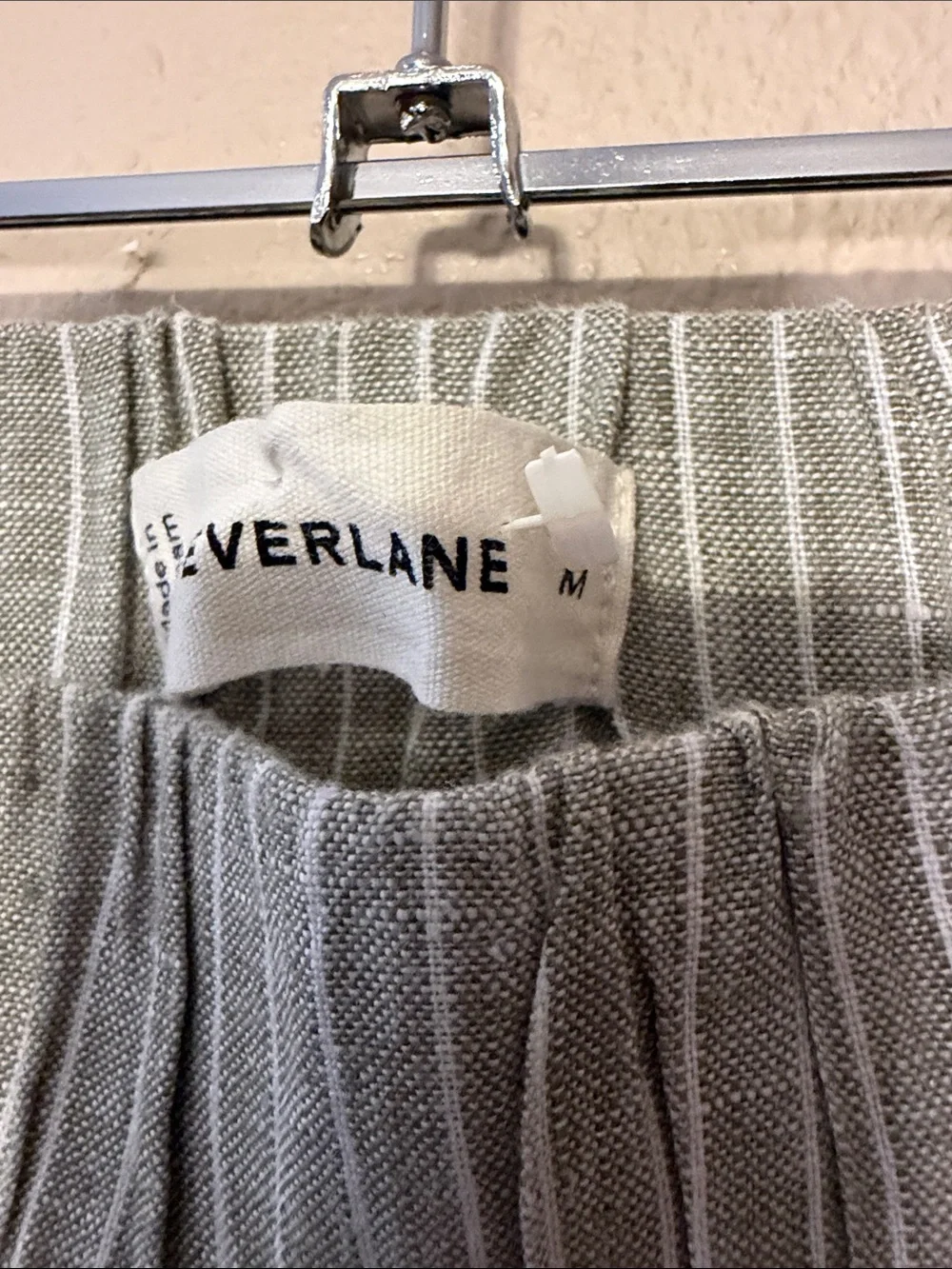 Everlane The Linen Easy Pant in Oil Green White Size M
